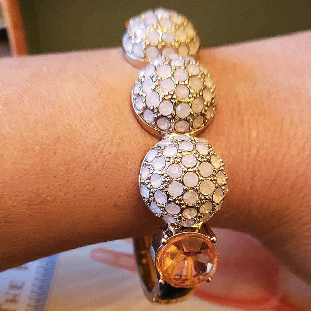 Pink blush Bangle Bracelet Big Crystals